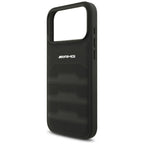 Dėklas Mercedes AMG Leather Debossed Lines Logo, skirtas iPhone 18 Pro Max / 17 Pro Max - Juodas -- iPhone 18 Pro Max /...