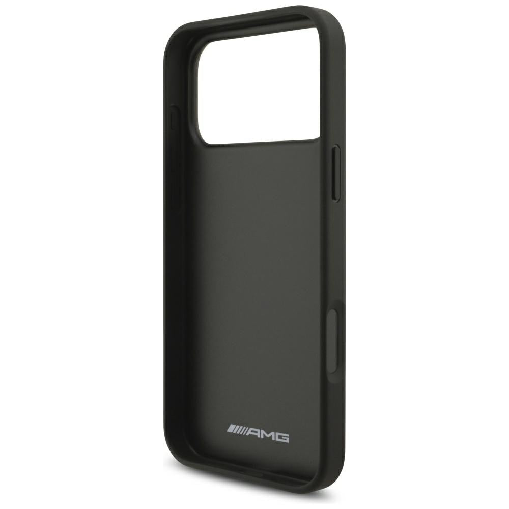 Dėklas Mercedes AMG Leather Debossed Lines Logo, skirtas iPhone 18 Pro Max / 17 Pro Max - Juodas -- iPhone 18 Pro Max /...