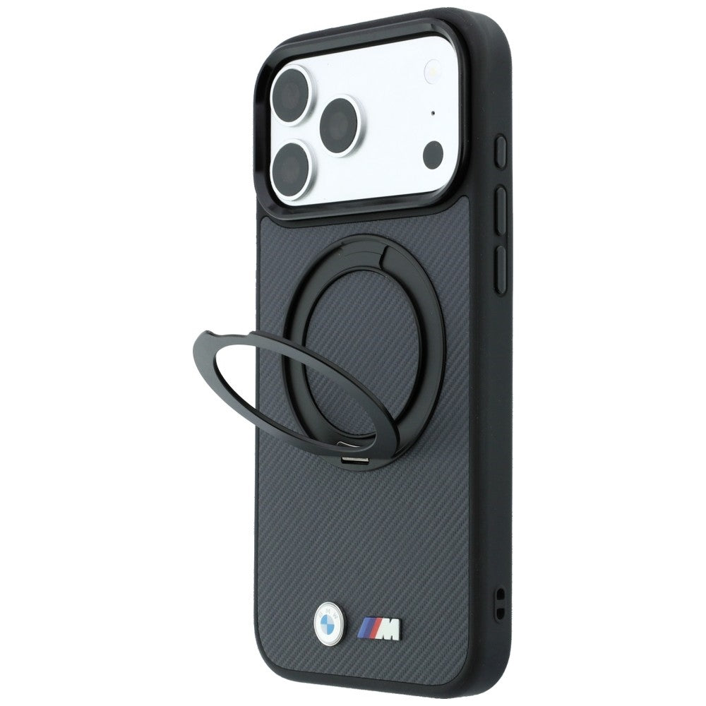 Dėklas BMW Kevlar Ring Stand 360 MagSafe, skirtas iPhone 18 Pro Max / 17 Pro Max - Tamsiai pilkas -- iPhone 18 Pro Max /...