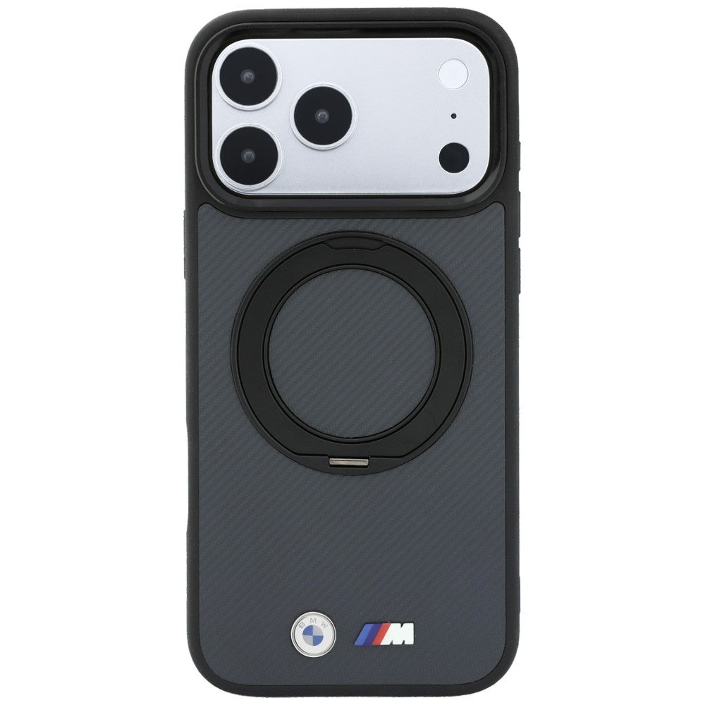 Dėklas BMW Kevlar Ring Stand 360 MagSafe, skirtas iPhone 18 Pro Max / 17 Pro Max - Tamsiai pilkas -- iPhone 18 Pro Max /...
