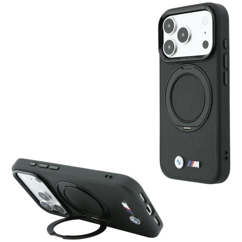 Dėklas BMW Kevlar Ring Stand 360 MagSafe, skirtas iPhone 18 Pro Max / 17 Pro Max - Juodas -- iPhone 18 Pro Max / iPhone...