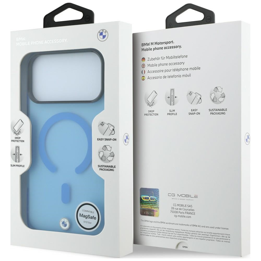 Dėklas BMW Sign Frosted IML & Metal Logo MagSafe, skirtas iPhone 18 Pro / 17 Pro - Mėlynas -- iPhone 18 Pro / iPhone 17 Pro