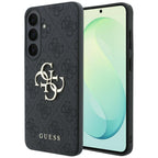Dėklas Samsung Galaxy S26 FE - Guess Embossed 4G Ring Classic Logo MagSafe - Juodas -- Samsung Galaxy S26 FE