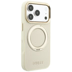 Dėklas iPhone 18 Pro / 17 Pro - Guess Ring Stand 360 Grained Classic Logo MagSafe - Smėlio spalvos -- iPhone 18 Pro /...