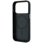 Dėklas iPhone 18 Pro Max / 17 Pro Max - Guess Ring Stand 360 Grained Classic Logo MagSafe - Juodas -- iPhone 18 Pro Max /...