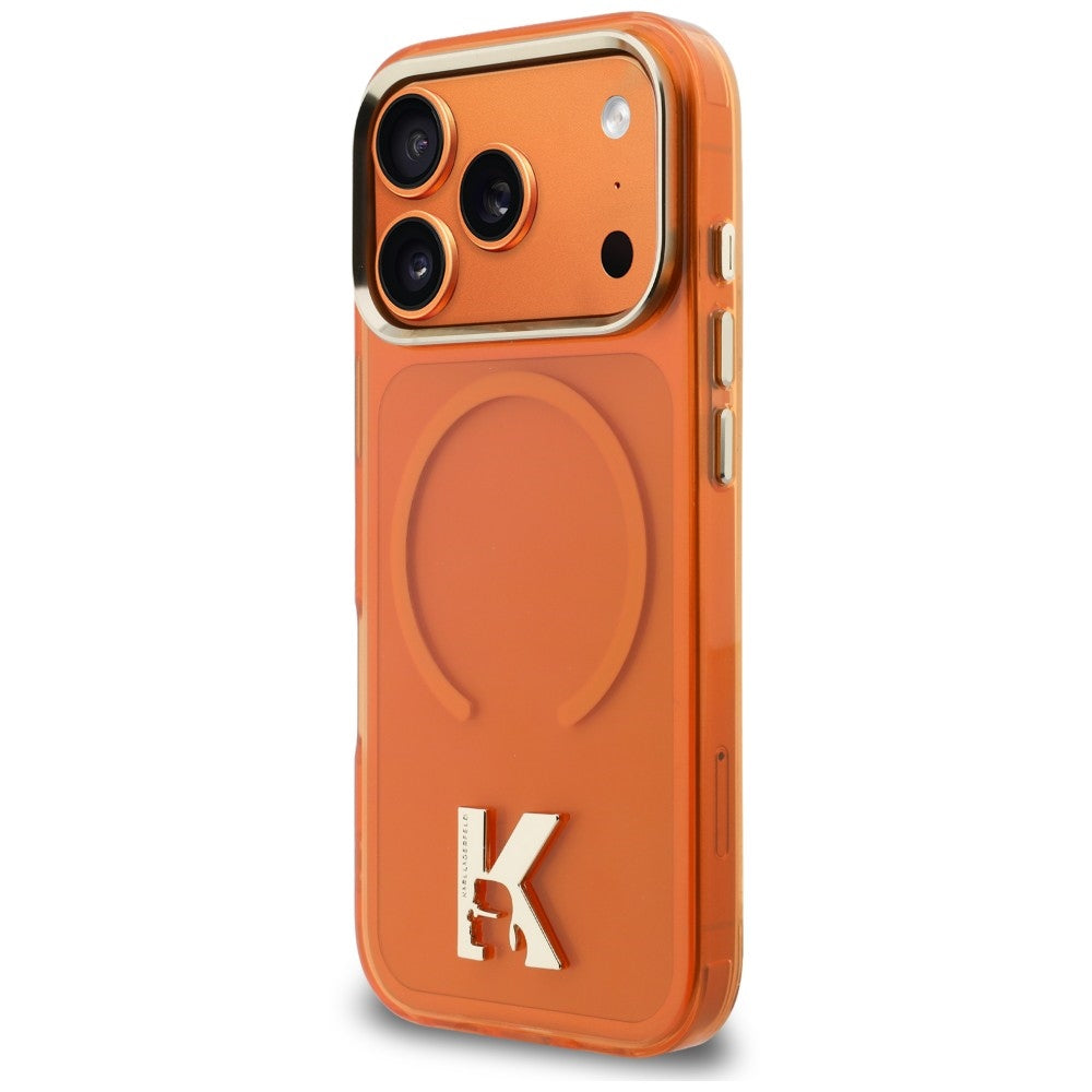 Dėklas Karl Lagerfeld IML K Head MagSafe telefonui iPhone 18 Pro / 17 Pro - Oranžinis -- iPhone 18 Pro / iPhone 17 Pro