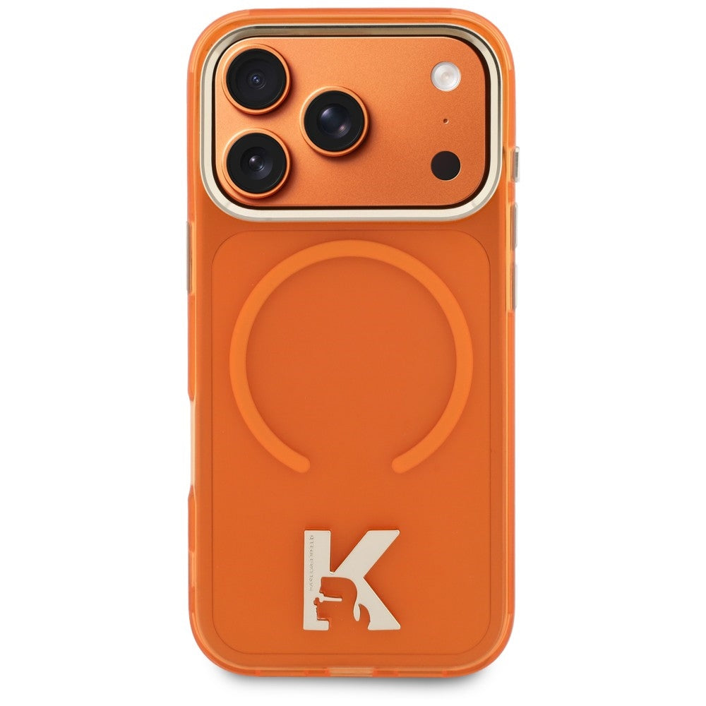 Dėklas Karl Lagerfeld IML K Head MagSafe telefonui iPhone 18 Pro / 17 Pro - Oranžinis -- iPhone 18 Pro / iPhone 17 Pro