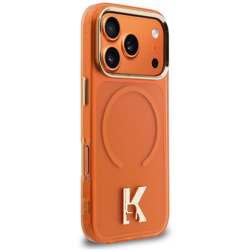 Dėklas Karl Lagerfeld IML K Head MagSafe telefonui iPhone 18 Pro / 17 Pro - Oranžinis -- iPhone 18 Pro / iPhone 17 Pro