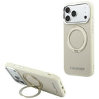Dėklas Karl Lagerfeld Ring Stand 360 Saffiano Classic Logo MagSafe telefonui iPhone 18 Pro Max / 17 Pro Max - Smėlinis --...