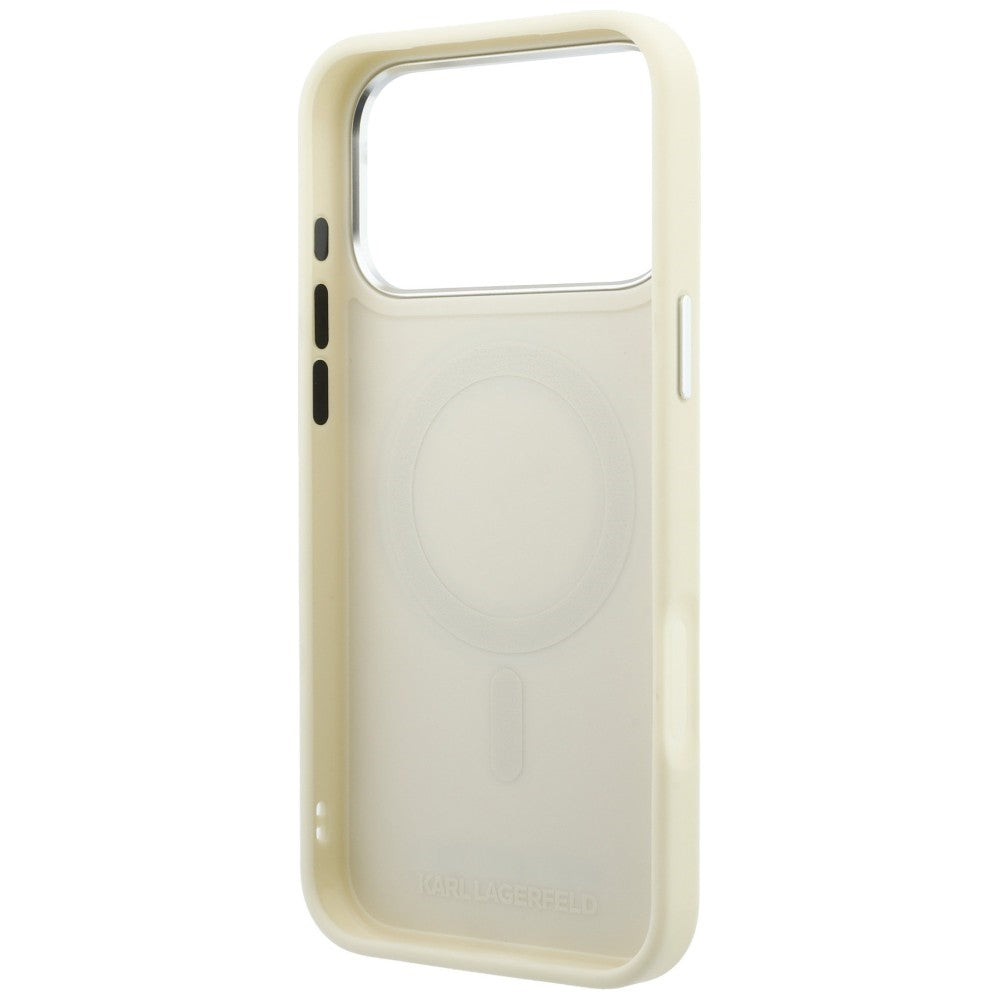 Dėklas Karl Lagerfeld Ring Stand 360 Saffiano Classic Logo MagSafe telefonui iPhone 18 Pro Max / 17 Pro Max - Smėlinis --...