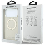 Dėklas Karl Lagerfeld Ring Stand 360 Saffiano Classic Logo MagSafe telefonui iPhone 18 Pro Max / 17 Pro Max - Smėlinis --...