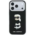 Dėklas Karl Lagerfeld Saffiano with Karl & Choupette Heads Pins & Logo telefonui iPhone 18 Pro / 17 Pro - Juodas --...