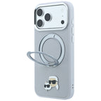 Karl Lagerfeld MagSafe dėklas su 360 žiediniu stovu ir Karl bei Choupette galvų segtuku skirtas iPhone 18 Pro / 17 Pro –...