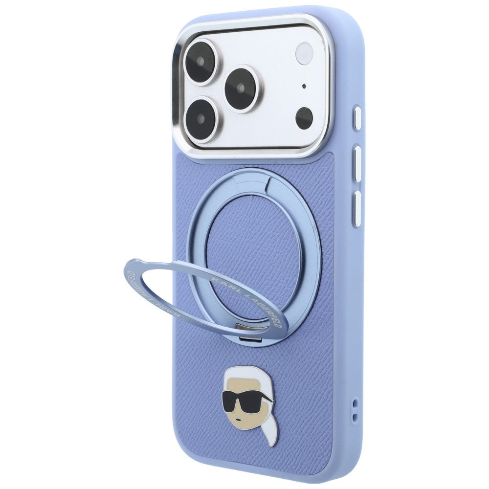 Dėklas Karl Lagerfeld su 360 žiediniu stovu ir Karl galvos smeigtuku MagSafe, skirtas iPhone 18 Pro Max / 17 Pro Max -...