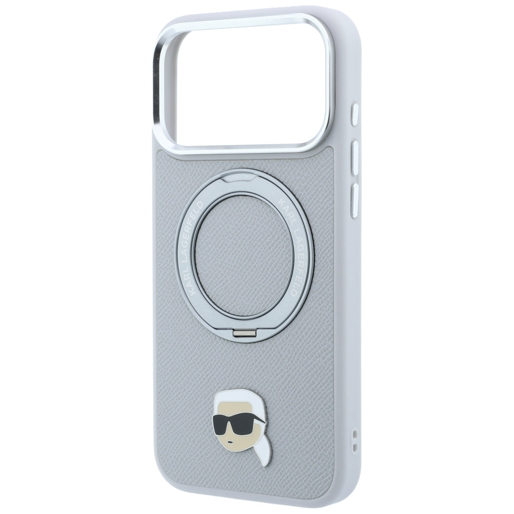 Dėklas Karl Lagerfeld su žiediniu stovu 360 Karl Head smeigtuku MagSafe telefonams iPhone 18 Pro Max / 17 Pro Max -...