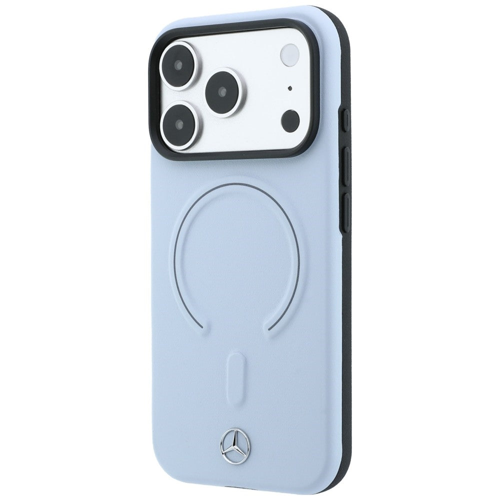 Dėklas Mercedes Leather 3D MagSafe skirtas iPhone 18 Pro / 17 Pro - mėlynas -- iPhone 18 Pro / iPhone 17 Pro