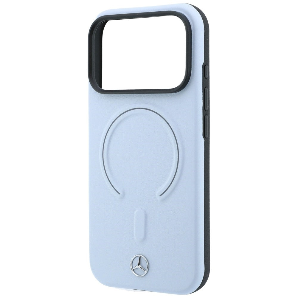 Dėklas Mercedes Leather 3D MagSafe skirtas iPhone 18 Pro / 17 Pro - mėlynas -- iPhone 18 Pro / iPhone 17 Pro