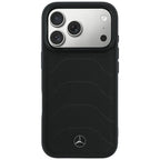 Dėklas Mercedes Leather Mesh with Bow Line MagSafe, skirtas iPhone 18 Pro / 17 Pro - Juodas -- iPhone 18 Pro / iPhone 17 Pro