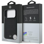 Dėklas Mercedes Leather Mesh with Bow Line MagSafe, skirtas iPhone 18 Pro / 17 Pro - Juodas -- iPhone 18 Pro / iPhone 17 Pro