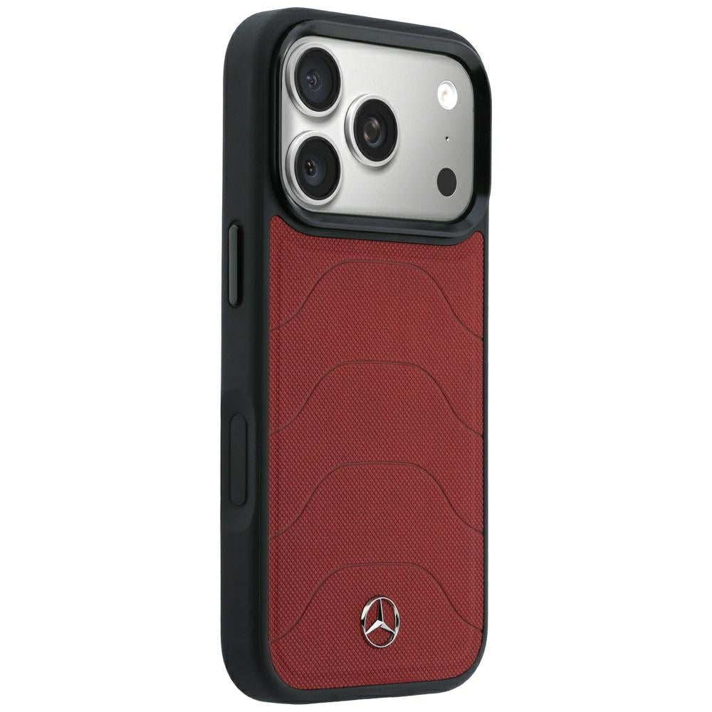 Dėklas Mercedes Leather Mesh with Bow Line MagSafe, skirtas iPhone 18 Pro Max / 17 Pro Max - Bordo -- iPhone 18 Pro Max /...