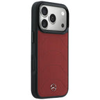 Dėklas Mercedes Leather Mesh with Bow Line MagSafe, skirtas iPhone 18 Pro Max / 17 Pro Max - Bordo -- iPhone 18 Pro Max /...