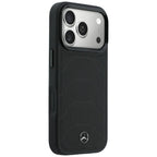Dėklas Mercedes Leather Mesh with Bow Line MagSafe, skirtas iPhone 18 Pro Max / 17 Pro Max - Juodas -- iPhone 18 Pro Max...