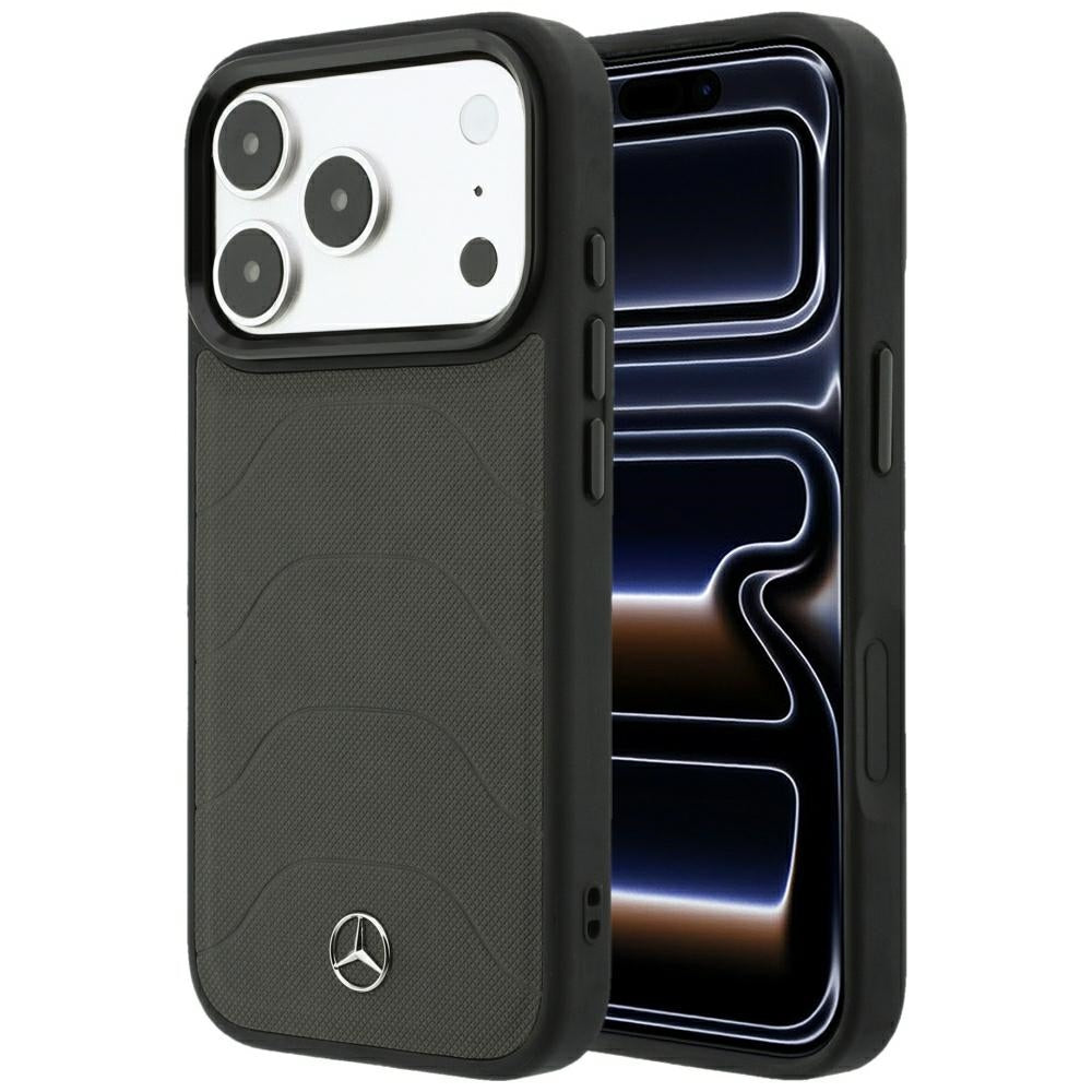 Dėklas Mercedes Leather Mesh with Bow Line MagSafe, skirtas iPhone 18 Pro Max / 17 Pro Max - Tamsiai pilkas -- iPhone 18...