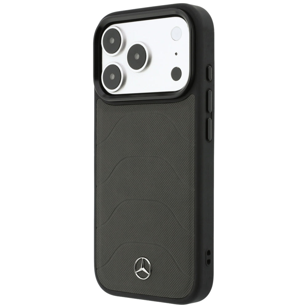 Dėklas Mercedes Leather Mesh with Bow Line MagSafe, skirtas iPhone 18 Pro Max / 17 Pro Max - Tamsiai pilkas -- iPhone 18...