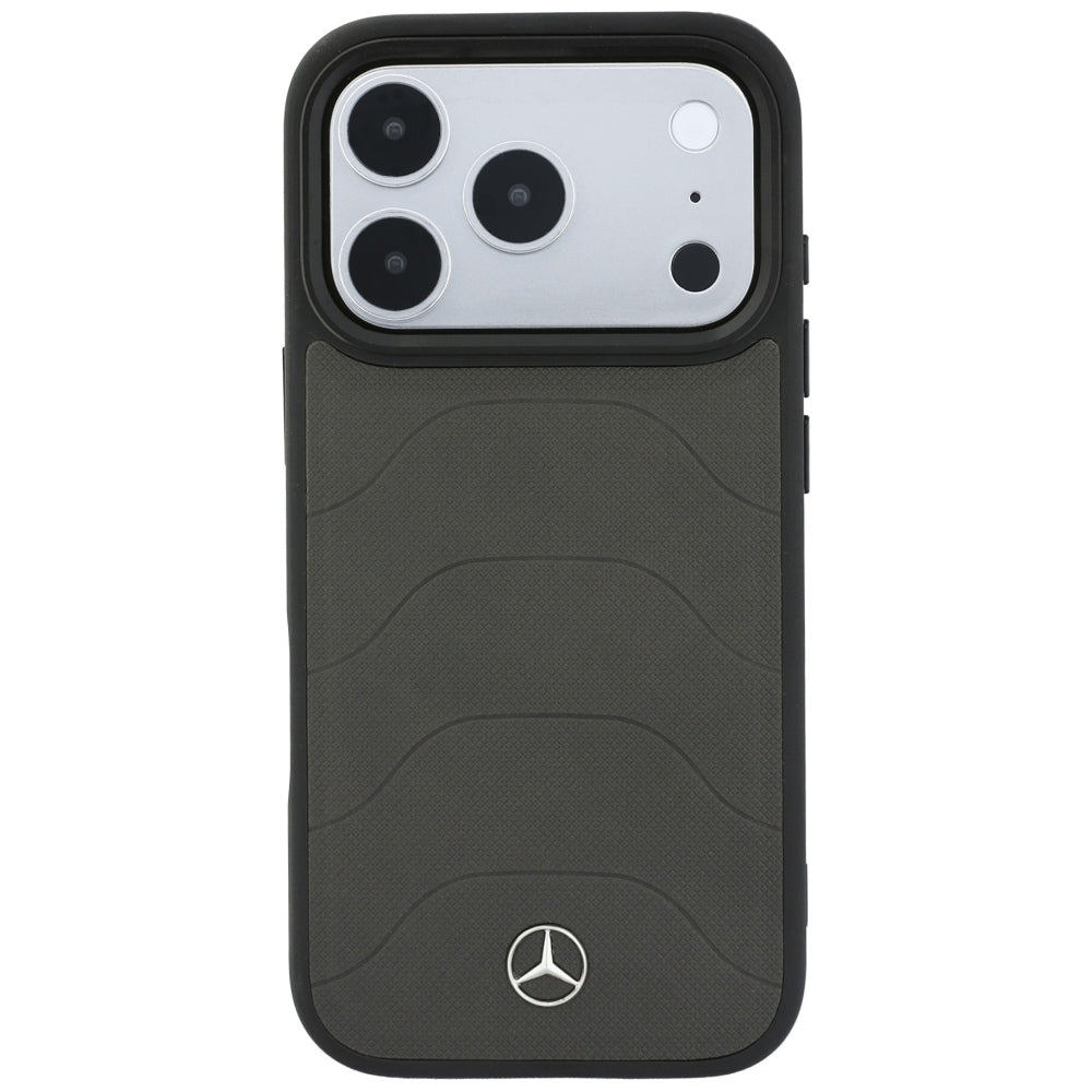 Dėklas Mercedes Leather Mesh with Bow Line MagSafe, skirtas iPhone 18 Pro Max / 17 Pro Max - Tamsiai pilkas -- iPhone 18...