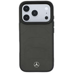 Dėklas Mercedes Leather Mesh with Bow Line MagSafe telefonui iPhone 18 Pro / 17 Pro - Tamsiai pilkas -- iPhone 18 Pro /...
