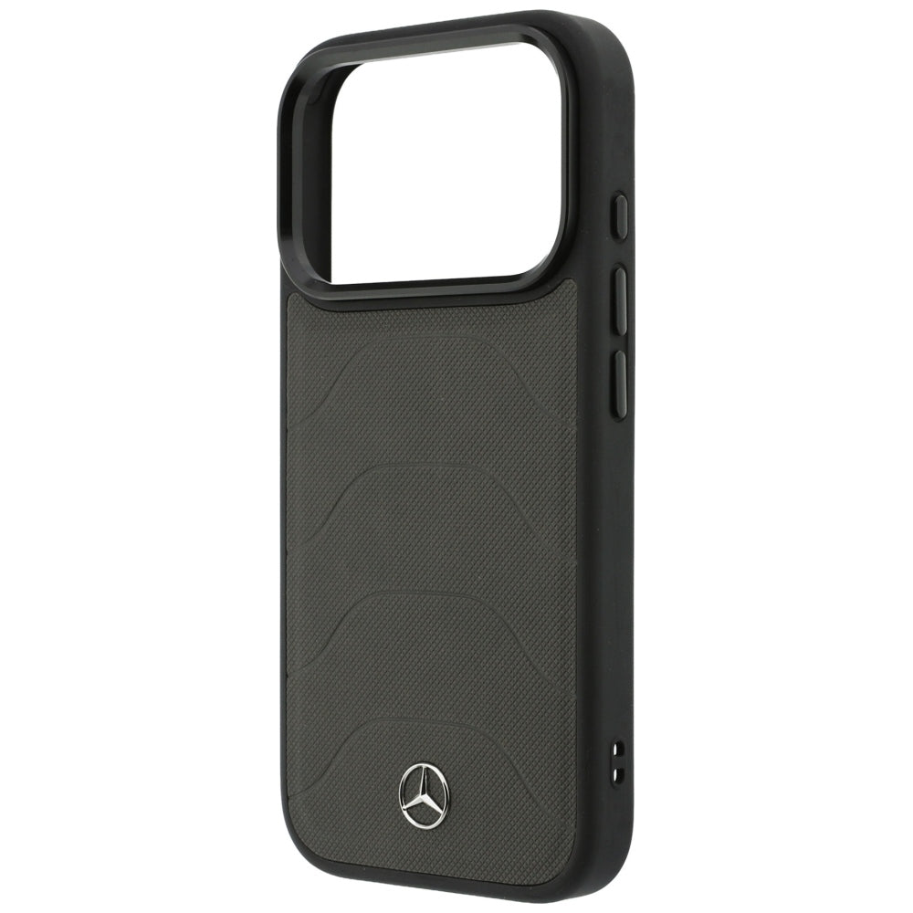 Dėklas Mercedes Leather Mesh with Bow Line MagSafe telefonui iPhone 18 Pro / 17 Pro - Tamsiai pilkas -- iPhone 18 Pro /...