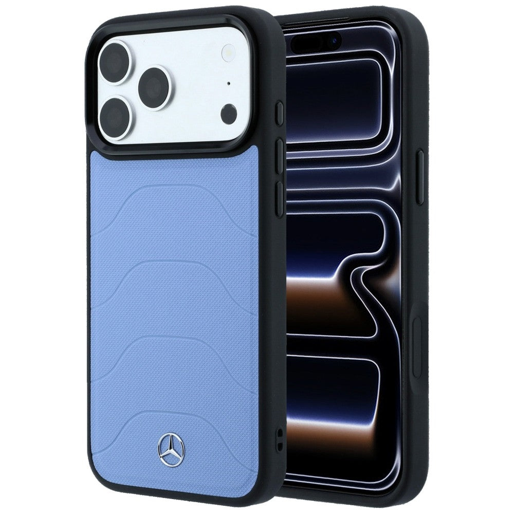 Dėklas Mercedes Leather Mesh with Bow Line MagSafe telefonui iPhone 18 Pro / 17 Pro - Mėlynas -- iPhone 18 Pro / iPhone...