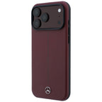 Dėklas Mercedes Leather Semi Wrap with Iconic Line MagSafe telefonui iPhone 18 Pro / 17 Pro - Bordo -- iPhone 18 Pro /...