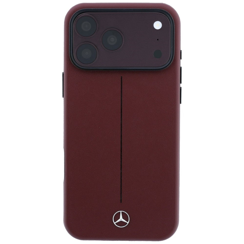 Dėklas Mercedes Leather Semi Wrap with Iconic Line MagSafe telefonui iPhone 18 Pro / 17 Pro - Bordo -- iPhone 18 Pro /...