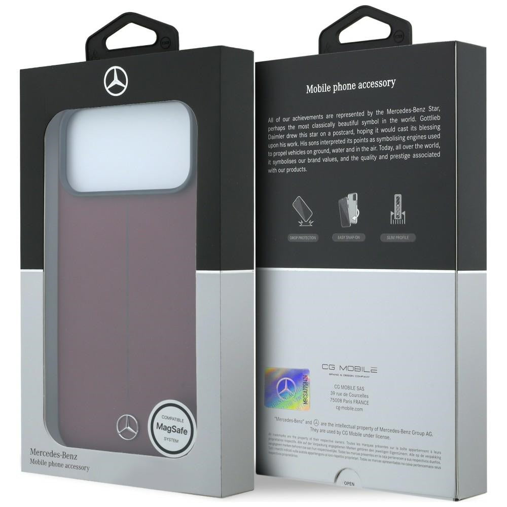 Dėklas Mercedes Leather Semi Wrap with Iconic Line MagSafe telefonui iPhone 18 Pro / 17 Pro - Bordo -- iPhone 18 Pro /...
