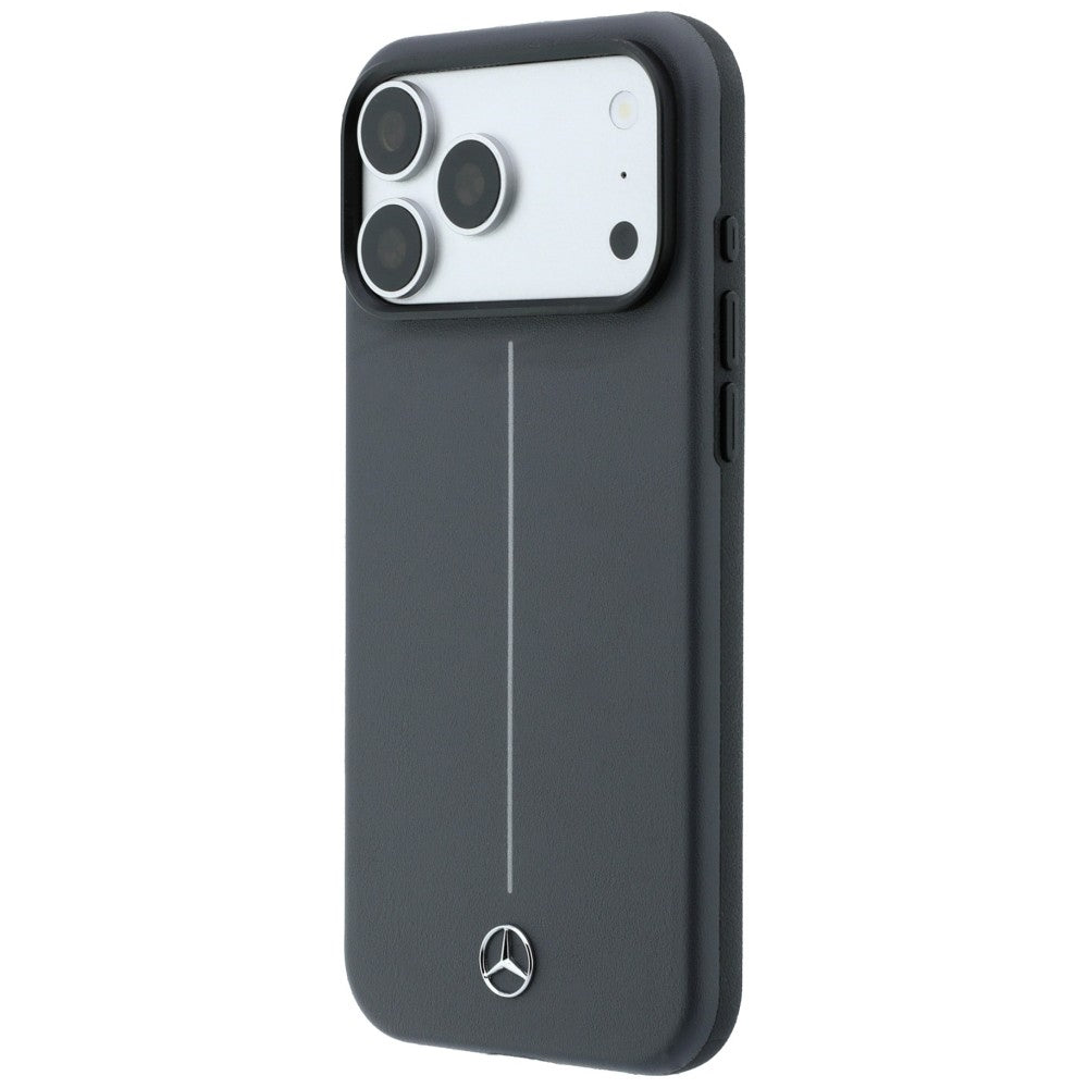 Dėklas Mercedes Leather Semi Wrap with Iconic Line MagSafe telefonui iPhone 18 Pro Max / 17 Pro Max - Tamsiai pilkas --...