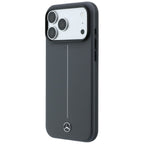 Dėklas Mercedes Leather Semi Wrap with Iconic Line MagSafe telefonui iPhone 18 Pro Max / 17 Pro Max - Tamsiai pilkas --...