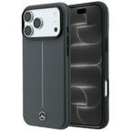 Dėklas Mercedes Leather Semi Wrap with Iconic Line MagSafe, skirtas iPhone 18 Pro / 17 Pro - tamsiai pilkas -- iPhone 18...