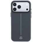 Dėklas Mercedes Leather Semi Wrap with Iconic Line MagSafe, skirtas iPhone 18 Pro / 17 Pro - tamsiai pilkas -- iPhone 18...