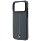 Dėklas Mercedes Leather Semi Wrap with Iconic Line MagSafe, skirtas iPhone 18 Pro / 17 Pro - tamsiai pilkas -- iPhone 18...