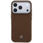 Dėklas Mercedes Leather Semi Wrap Wood Effect MagSafe, skirtas iPhone 18 Pro Max / 17 Pro Max - rudas -- iPhone 18 Pro...