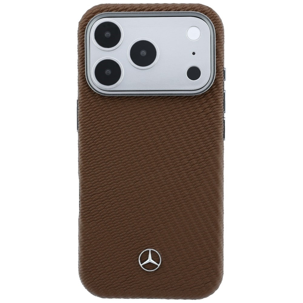 Dėklas Mercedes Leather Semi Wrap Wood Effect MagSafe, skirtas iPhone 18 Pro / 17 Pro - rudas -- iPhone 18 Pro / iPhone...