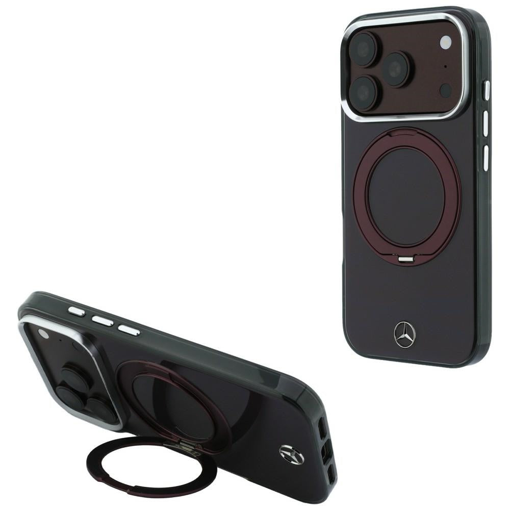 Dėklas Mercedes Ring Stand Iconic Logo MagSafe skirtas iPhone 18 Pro / 17 Pro - bordo -- iPhone 18 Pro / iPhone 17 Pro