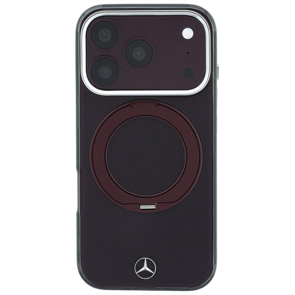 Dėklas Mercedes Ring Stand Iconic Logo MagSafe skirtas iPhone 18 Pro / 17 Pro - bordo -- iPhone 18 Pro / iPhone 17 Pro