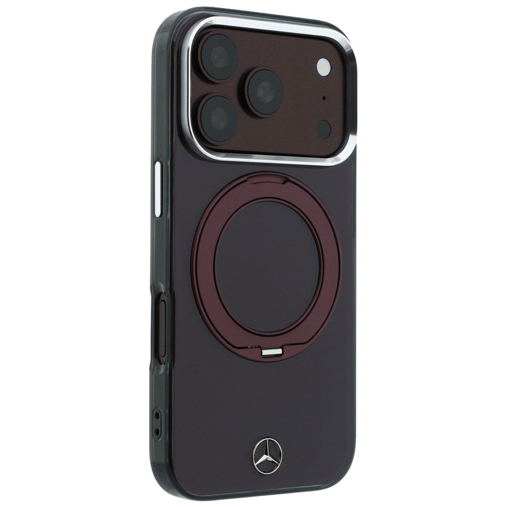 Dėklas Mercedes Ring Stand Iconic Logo MagSafe skirtas iPhone 18 Pro / 17 Pro - bordo -- iPhone 18 Pro / iPhone 17 Pro