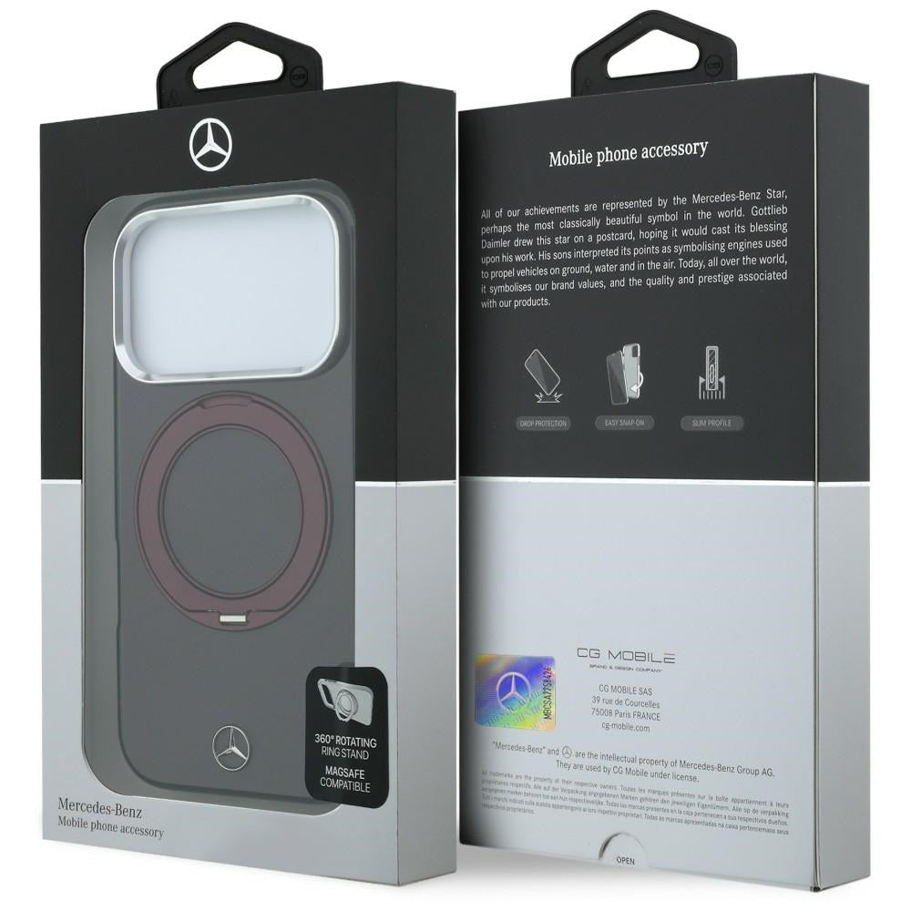 Dėklas Mercedes Ring Stand Iconic Logo MagSafe skirtas iPhone 18 Pro / 17 Pro - bordo -- iPhone 18 Pro / iPhone 17 Pro