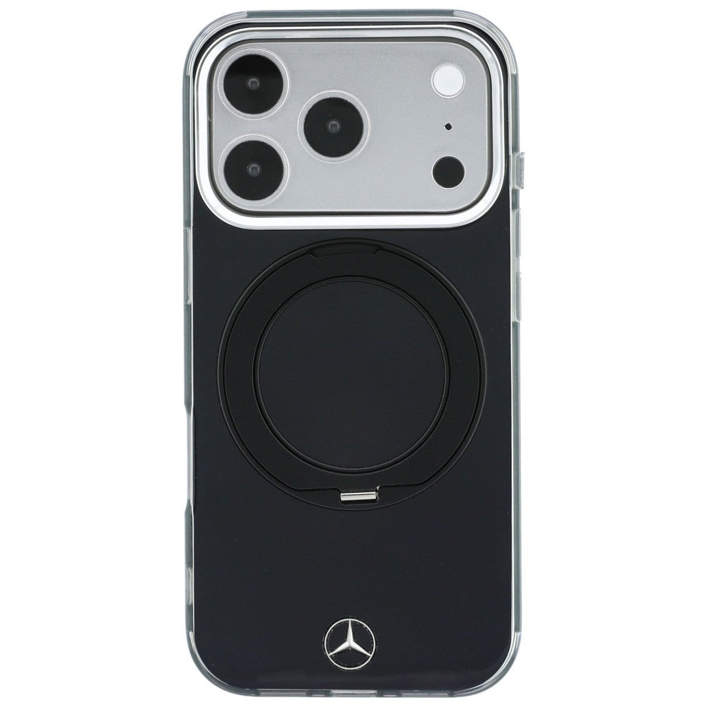 Dėklas Mercedes Ring Stand Iconic Logo MagSafe telefonui iPhone 18 Pro / 17 Pro - juodas -- iPhone 18 Pro / iPhone 17 Pro