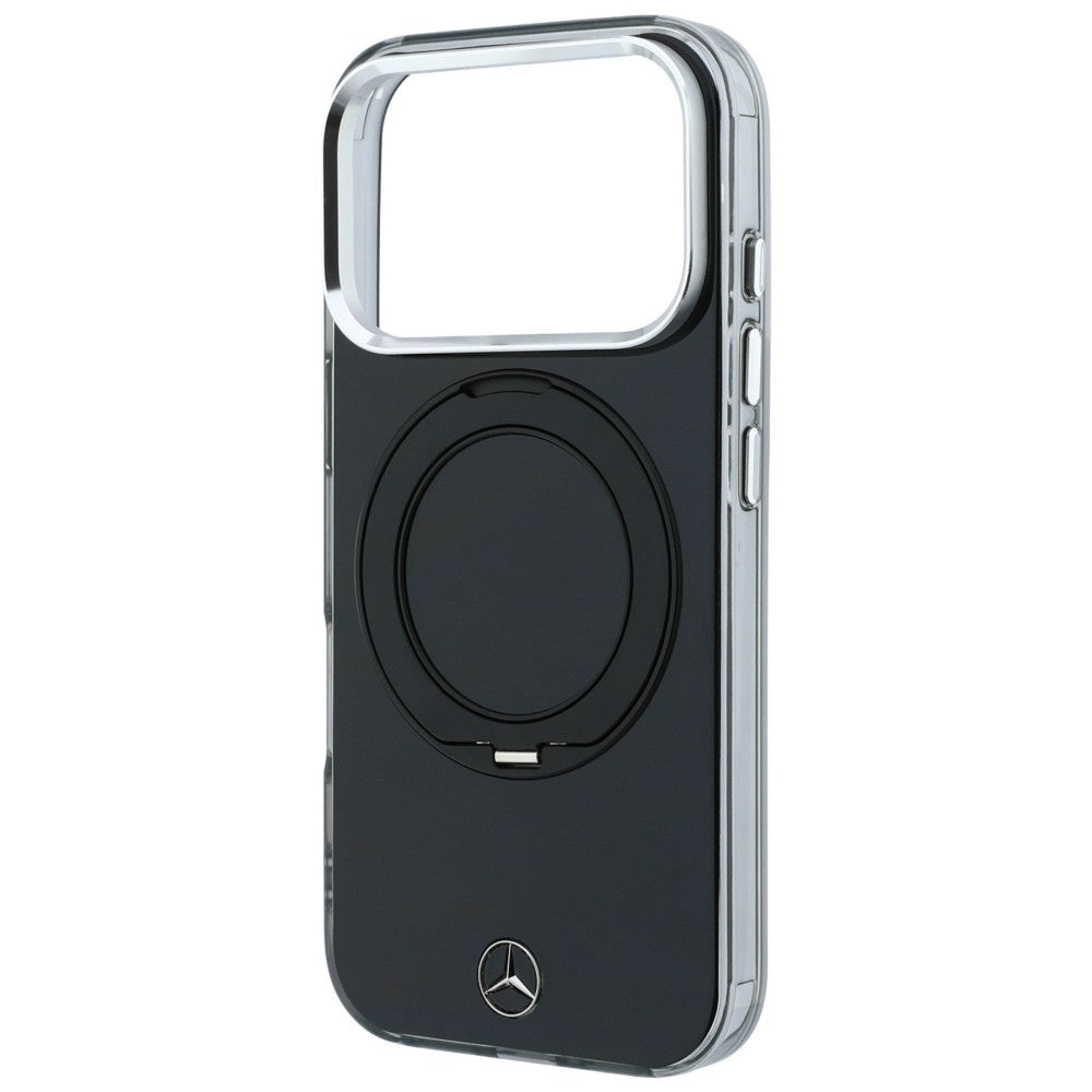 Dėklas Mercedes Ring Stand Iconic Logo MagSafe telefonui iPhone 18 Pro / 17 Pro - juodas -- iPhone 18 Pro / iPhone 17 Pro
