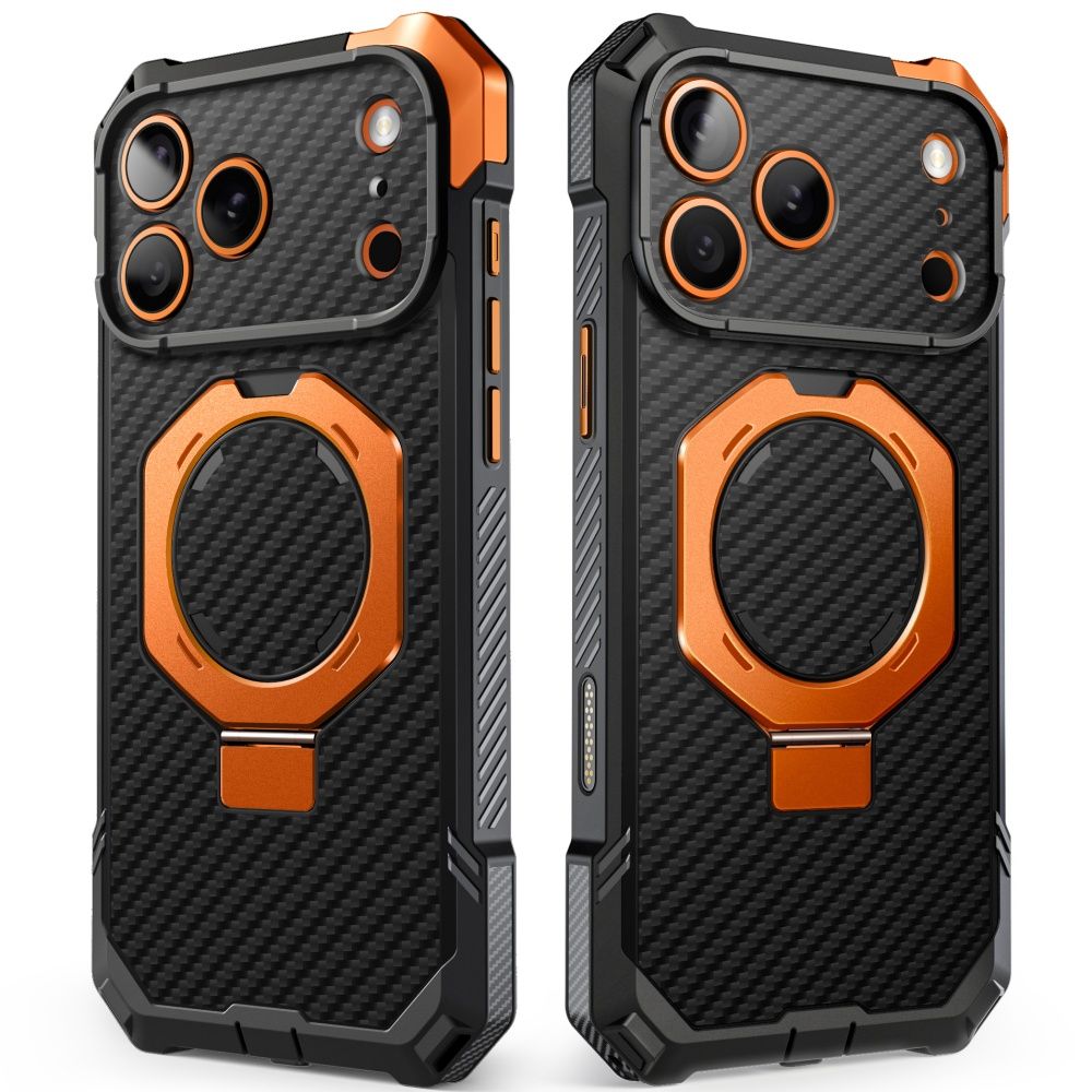 Dėklas Supcase UB Grip Mag MagSafe Aramid telefonams iPhone 18 Pro Max / 17 Pro Max - juodas ir oranžinis -- iPhone 18...
