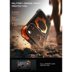 Dėklas Supcase UB Grip Mag MagSafe Aramid telefonams iPhone 18 Pro Max / 17 Pro Max - juodas ir oranžinis -- iPhone 18...